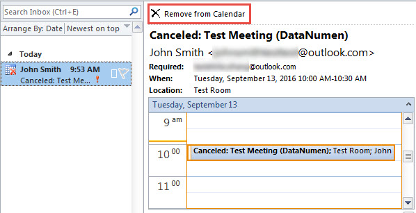 Remove imported calendar from outlook